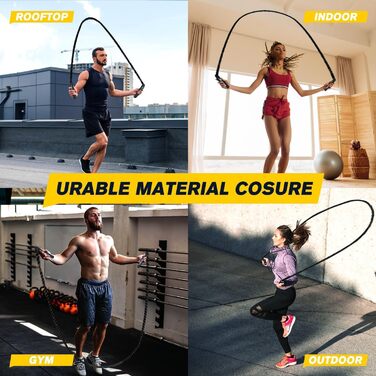 Важкий скакальний трос для дорослих, для фітнесу та нарощування м'язів, довгий, чорний, 0,5 кг