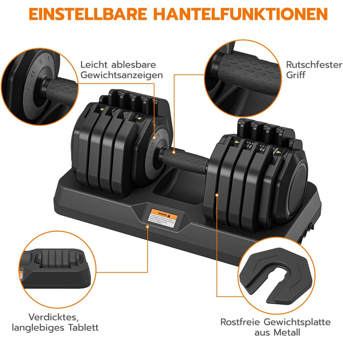Набір гантелей Dripex: 11 кг, 24.5 кг, 41 кг. Регульовані диски, антиковзні ручки, підставка. Для фітнесу, окремо або пара. 41 кг x2 (10 рівнів налаштування)