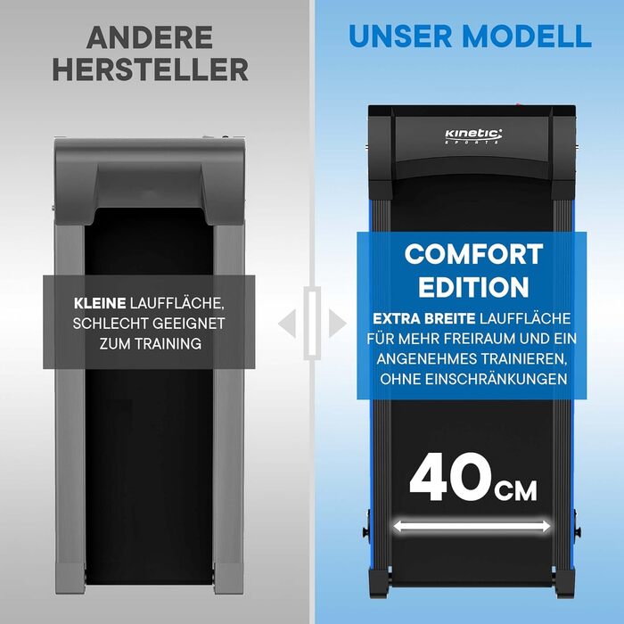 КІНЕТІК СПОРТС Laufband KST2900FX: Складний біговий тренажер з потужним мотором 750 Вт, широка бігова поверхня 40 см, 16 програм, ручний нахил, LCD дисплей, до 120 кг