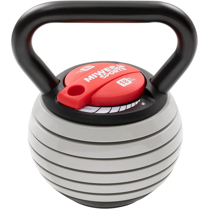 Регульована гиря Miweba Sports KB300 3,5-18 кг для фітнесу, Easy Lock, універсальна для тренувань у приміщенні та на вулиці