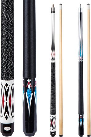 Більярдний кий Sinsilvie 58 дюймів (19/20 oz) з наконечником 13 мм, чорний/білий, для чоловіків та жінок