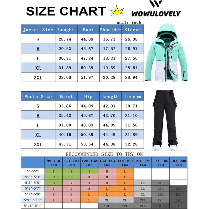 WOWULOVELY Жіночий зимовий костюм для катання на лижах, водонепроникний, вітронепроникний, комплект куртки та штанів, ізольований сніговий костюм, для сноубордингу, білий (XL, White-f)