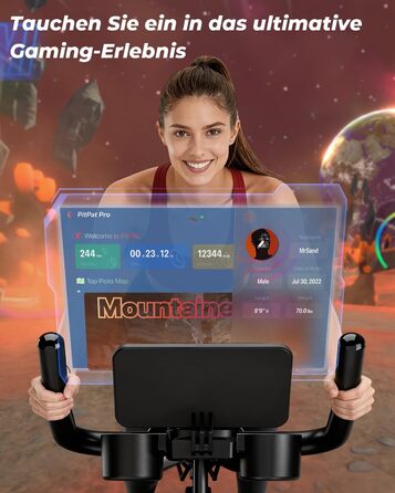 Велотренажер для дому Superun з APP, магнітний опір, 15 кг маховик, ультратихий, чорний