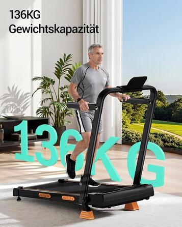 Біговий тренажер CURSOR для дому, складаний, 10 км/год, нахил 16%, безщітковий двигун 3.0CV, максимальне навантаження 136 кг, помаранчевий