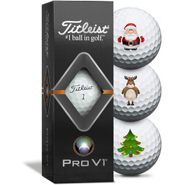Гольф-м'ячі Titleist Pro V1 новорічні, 3 шт, преміум
