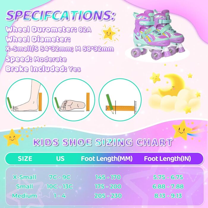 Дитячі ролики Nattork для дівчаток, Райдужне єдинорога, для малюків, 5-8 років, регульовані ролики з підсвічуванням – найкращий подарунок на день народження