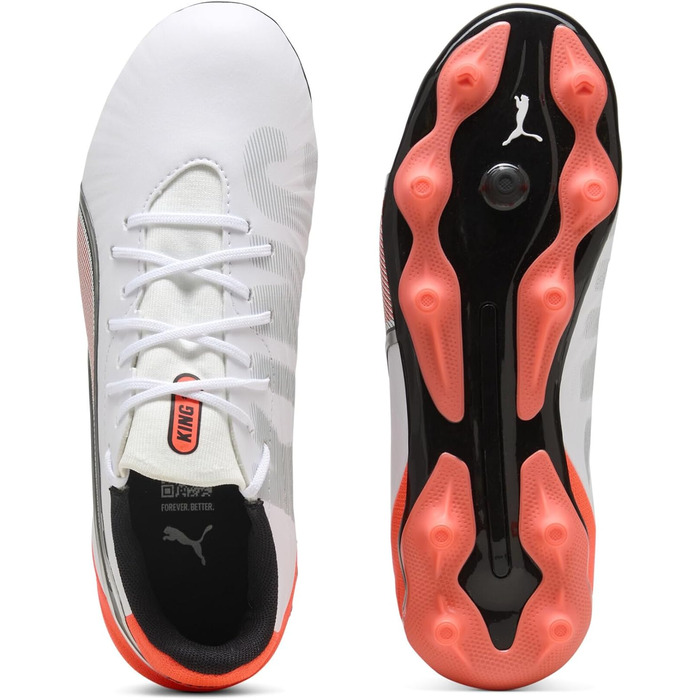 Дитячі футбольні бутси PUMA King Match FG/AG Jr - біло-червоно-срібні (33 EU)