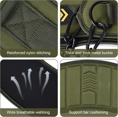 Пояс для підтягувань з ланцюгом та карабінами, вантажний пояс для важкої атлетики, тренувань у залі та вдома, зелений