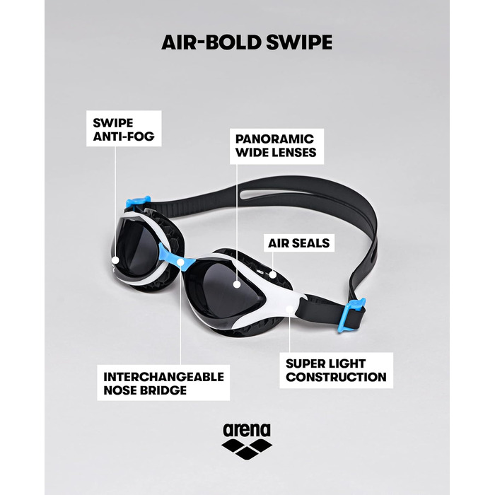 Окуляри для плавання ARENA Air Bold Mirror Swipe для дорослих з дзеркальними лінзами