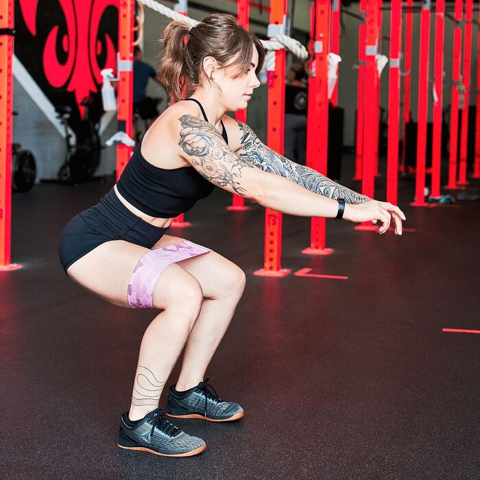 Смуги для сідниць та ніг Victor Fitness® (3 рівні опору) - еластичні стрічки для присідань, випадів, сідниць, преміум-якість, рожеві, фуксія, камуфляж, з сумкою