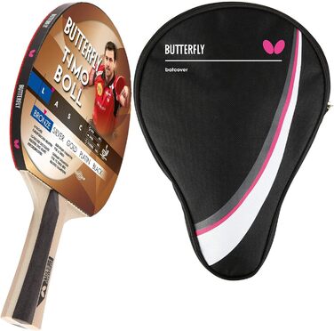 Настільний тенісний набір Butterfly Timo Boll Bronze: ракетка з ITTF сертифікованим гумовим покриттям Addoy, дерев'яна ручка (конкавна), комплект з чохлом, м'ячами та додатковою ракеткою для амбітних гравців