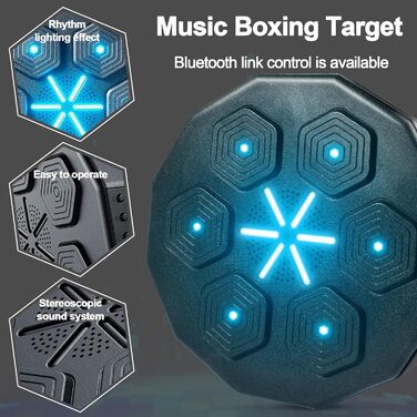 Боксерський мішок для стіни Forhome з підсвічуванням LED, Bluetooth, 9 режимів швидкості та підсвічуванням, професійний, чорний