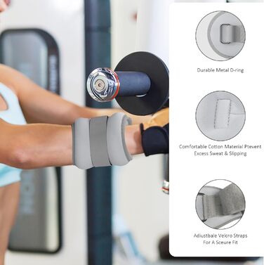 Важкі манжети для ніг та рук (0,5 кг) - 2 шт. для пілатесу, йоги, ходьби, бігу, аеробіки (сірий)