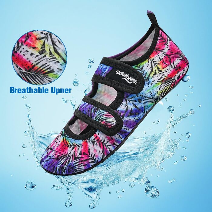 Водні шльопанці/тапочки для плавання та відпочинку на пляжі: чоловічі та жіночі, швидковисихаючі, дихаючі, унісекс (кольорові листя, 40/41 EU)