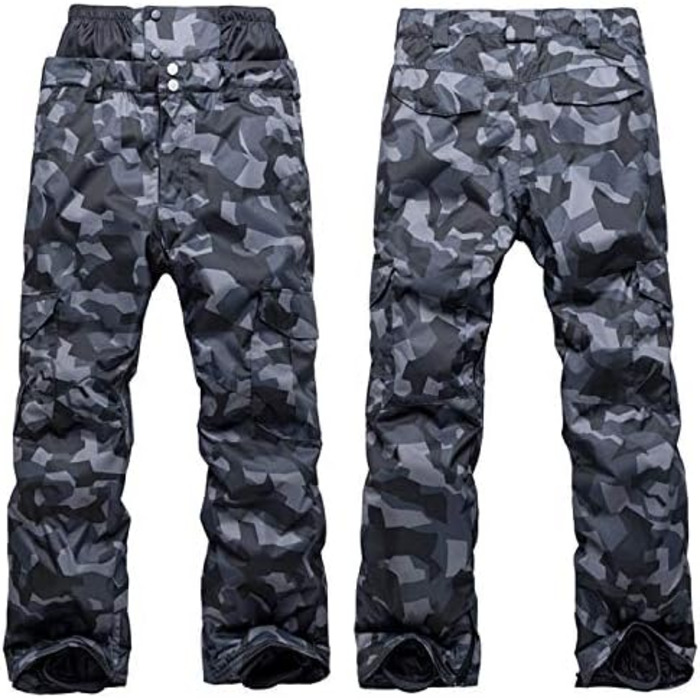 Чоловічий гірськолижний костюм камуфляж: куртка та штани. Теплий, вітро- та водонепроникний костюм для сноуборду та лиж. Чорний, розмір a