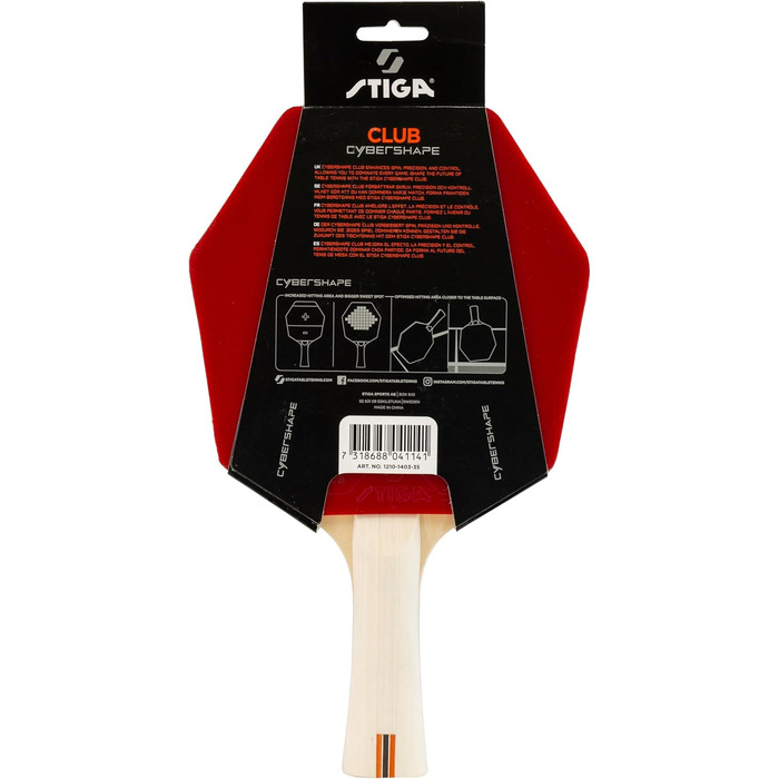 Стіга Клуб Сайбершейп - пінг-понгова ракетка для початківців, 5-шарове дерево, накладка Star Club, велика зона удару, найкраще технічне навчання з самого початку