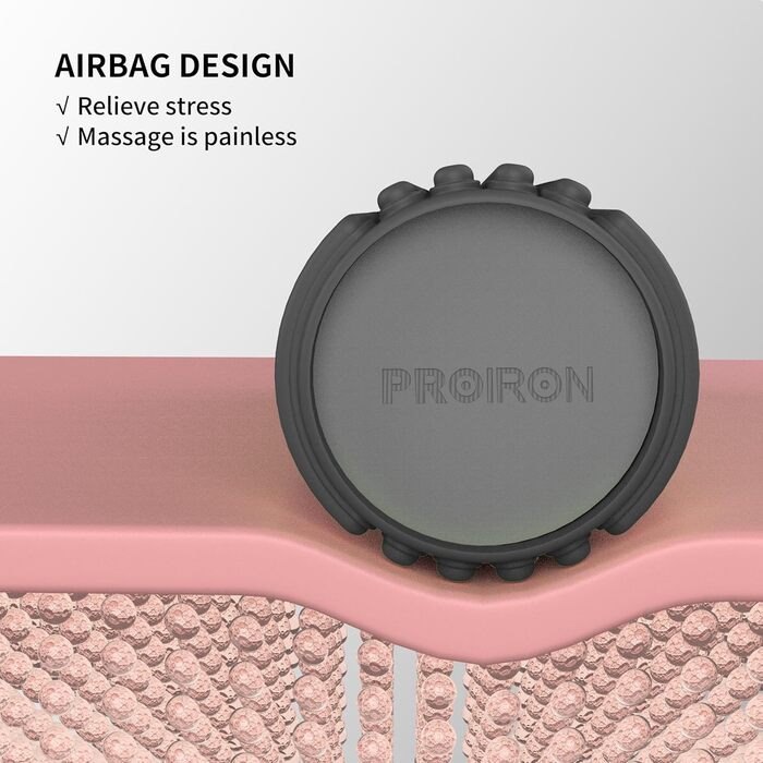 Масажний ролик PROIRON 42x13,5 см, чорний, з повітряною подушкою, рельєфними виступами для глибокої релаксації та знеболення, міцний проти деформації