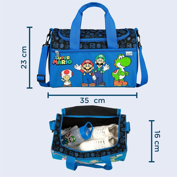 Дитяча спортивна сумка Scooli - блакитна, 23 x 35 x 16 см, з регульованим ремінцем