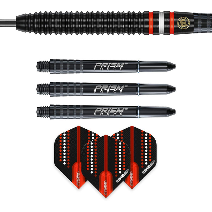 Дротики WINMAU Pro-Line Profi Wolfram для дартсу, сталевий наконечник, комплект з оперенням та стрижнями