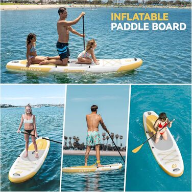 FBSPORT SUP дошка Stand Up Paddle 335см для дорослих, надувна, комплект з насосом та аксесуарами для йоги, серфінгу та подорожей (жовта)