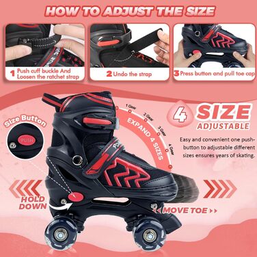 Ролики для дітей: регульовані ролики з LED, з сумкою для зберігання, для хлопчиків та дівчаток, для початківців