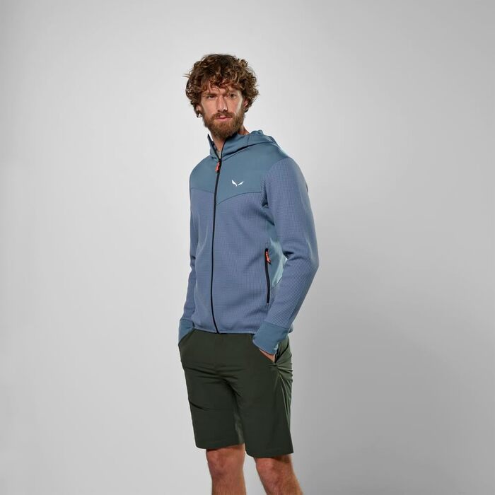 Чоловіча флісова куртка Salewa Puez Waffle Hybrid Polarlite з капюшоном, java blue, розмір S
