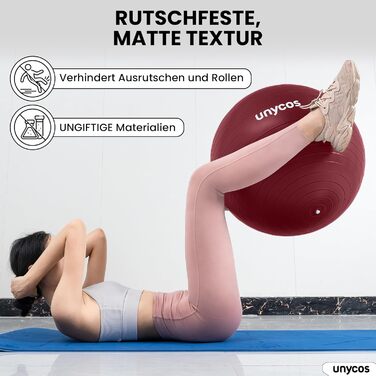 Фітбол Unycos 65 см для фітнесу, йоги, пілатесу, балансу та силових тренувань. З насосом, BPA-Free, антивибуховий. Рожевий #10