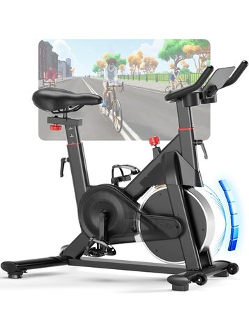 Велотренажер для дому Superun з APP, магнітний опір, 15 кг маховик, ультратихий, чорний