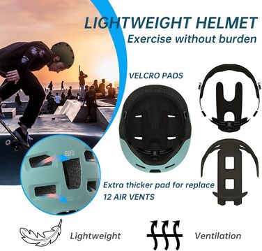 Шолом для скейтборду, самокату, BMX та електросамокату дитячий/унісекс Ultraleicht (Ультралегкий) Macaron Mintgrün L (57-61 см)