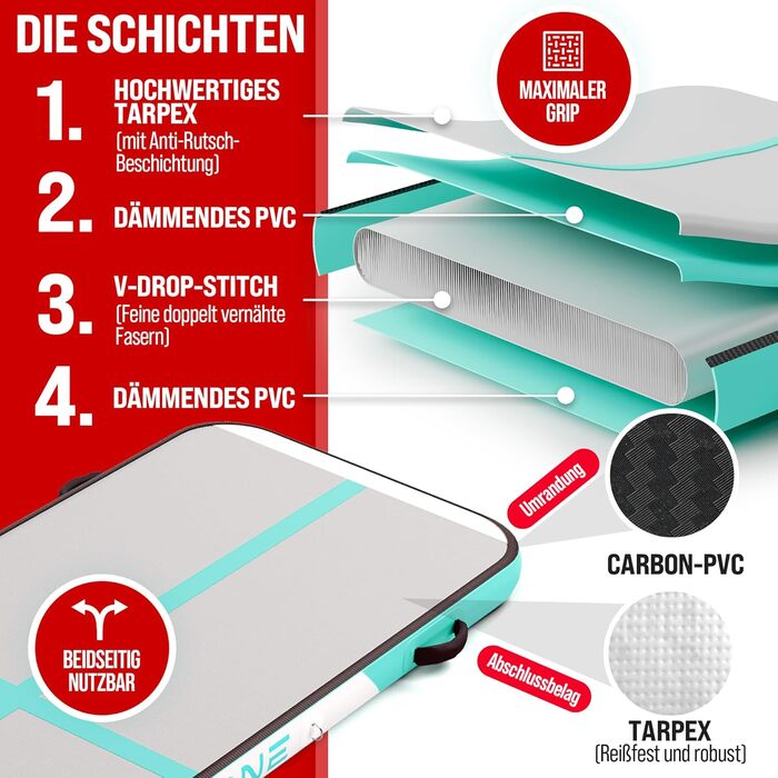 Надувний килимок для гімнастики Airtrack - 3м, 4м, 5м, 6м | Килимок для акробатики, гімнастики вдома та на вулиці | Airtrack