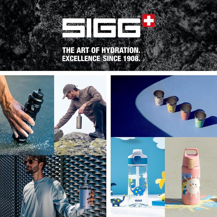 Термос SIGG Shield One Morning Blue, 1 л, для газованих напоїв, герметичний, ізольований, з нержавіючої сталі, 90% перероблений метал, синьо-сірий, без BPA, підходить для посудомийної машини