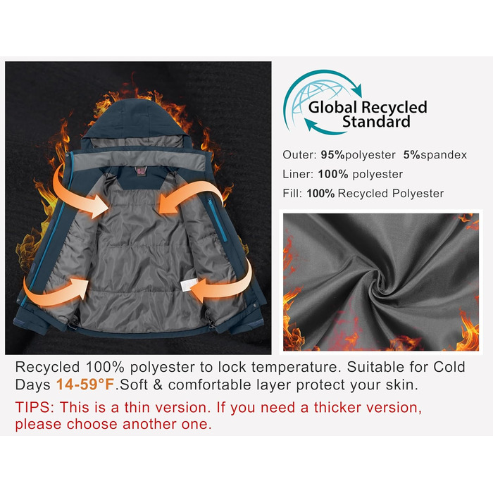 Жіноча водонепроникна куртка Little Donkey Andy - Легка дихаюча куртка-вітровка для активного відпочинку та походів, M, Синій