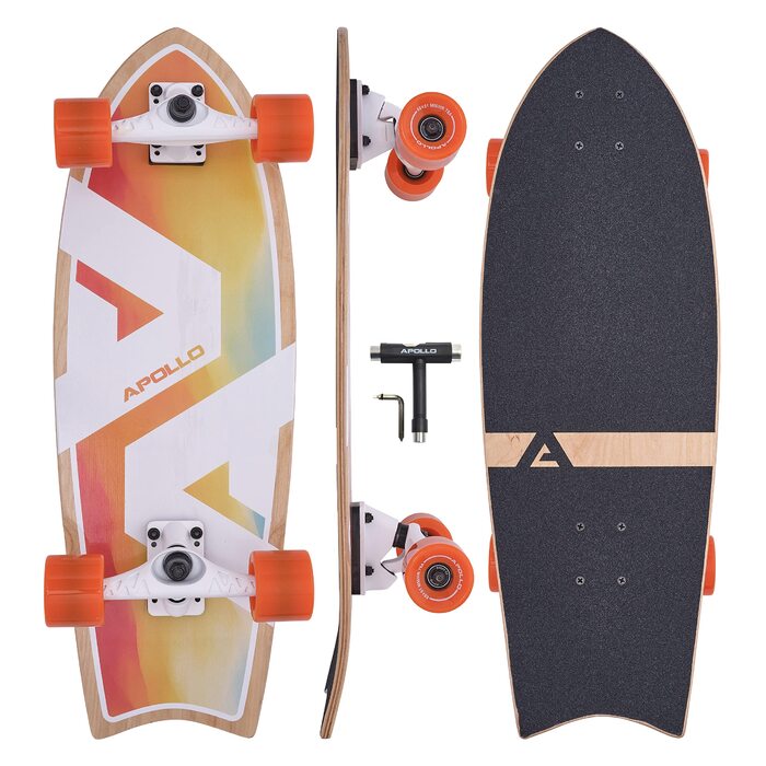 Apollo Surfskate Pro: Лонгборд для дорослих та дітей, Midi Cruiser для стрітсерфінгу, якісні траки, карвінг та пампінг, від 6 років