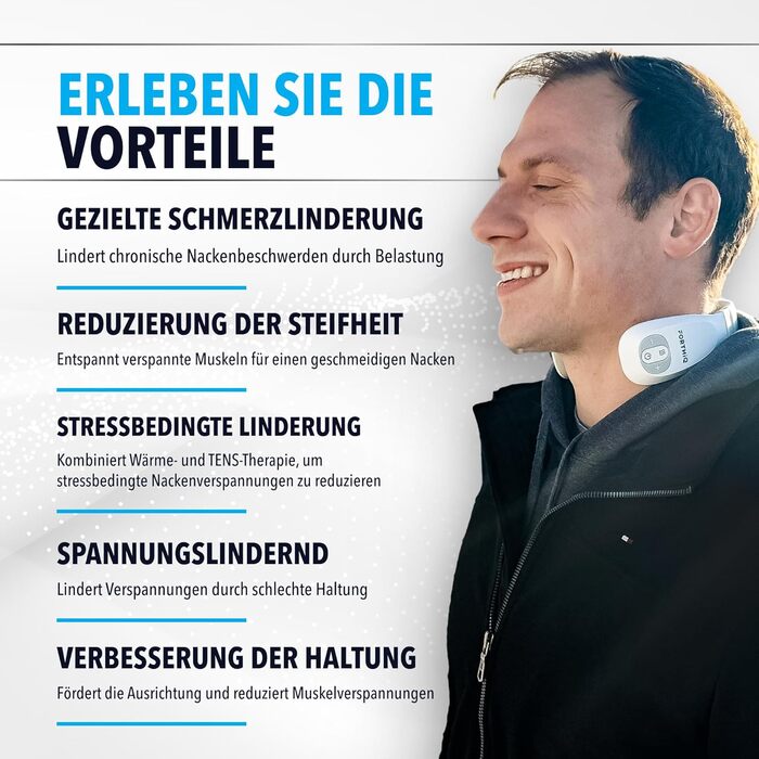 FORTHiQ Масажер для шиї з підігрівом, електричний масажер для шиї, 15 рівнів, портативний, 2025 Edition