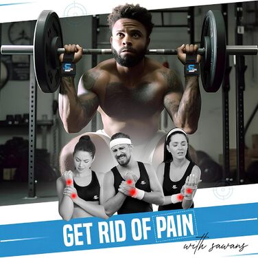 Набір для важкої атлетики Sawans: гаки для штанги з неопреном, гумова ручка, 8 мм, підтримка зап'ястя, пара ременів для підйому ваги, чорний