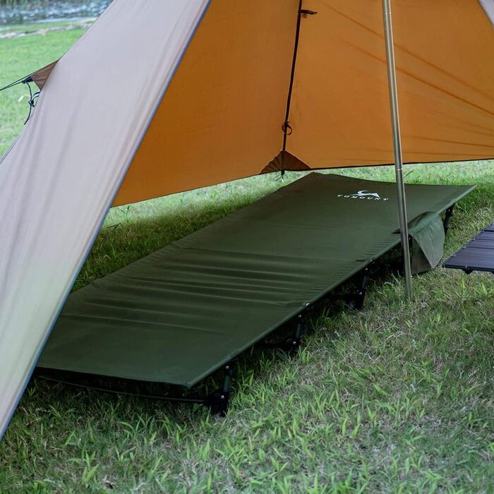 TOMOUNT Легке розкладне ліжко з алюмінію для кемпінгу - компактне, портативне, для відпочинку на природі, подорожей, пляжу (зелене)