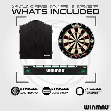 Дартс Winmau Masters Pro з лінією кидка та 6 дротиками - професійний дартс PDC, сизаль високої щільності, ультратонкий дріт