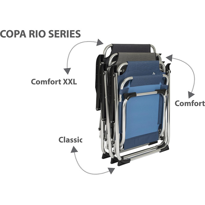 Крісло для кемпінгу Bo-Camp Copa Rio Comfort: чорне, розкладне, для відпочинку та риболовлі