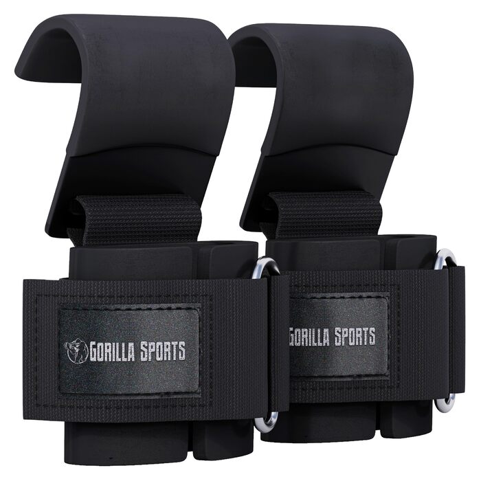 Лямки для тяги GORILLA SPORTS зі сталевим гаком, неопренові напульсники для важкоатлетики та бодібілдингу, 7 мм