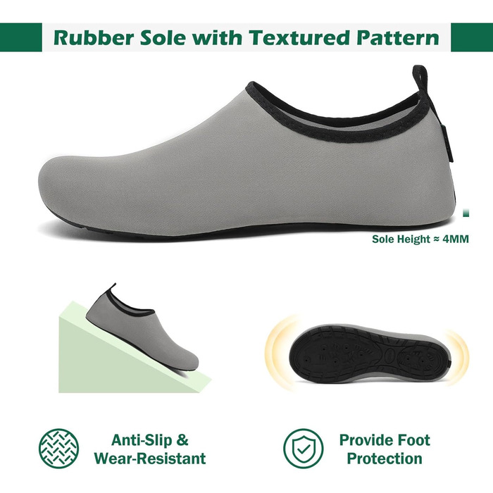 Шкарпетки для душу SAGUARO 7 отворів, швидко сохнуть, не слизькі, для чоловіків та жінок, розмір 36-47 (40/41 EU, сірий)