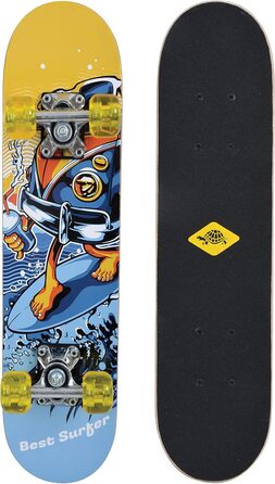 Дитячий скейтборд Schildkröt Junior, дизайн Best Surfer, дерев'яна дека 60,5x15 см, PU колеса 50x30 мм, зі стікерами