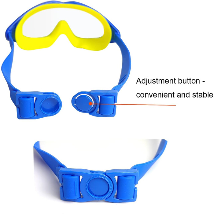 Дитячі окуляри для плавання SWAUSWAUK - окуляри для плавання для дітей 4-12 років, водонепроникні, з великим об'єктивом, проти запотівання, комфортні (блакитні та жовті)