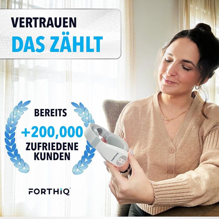 FORTHiQ Масажер для шиї з підігрівом, електричний масажер для шиї, 15 рівнів, портативний, 2025 Edition