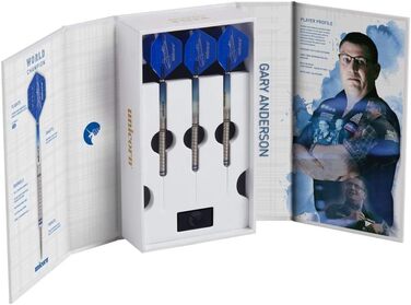 Дартс Unicorn Gary Anderson 2019, 90% вольфрам, 21 г, сині, чемпіонський набір
