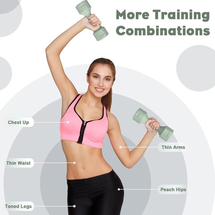 Набір гантелей BОBAZREN 4 в 1, 1.0-2.5 кг, для дому та фітнесу, зелений