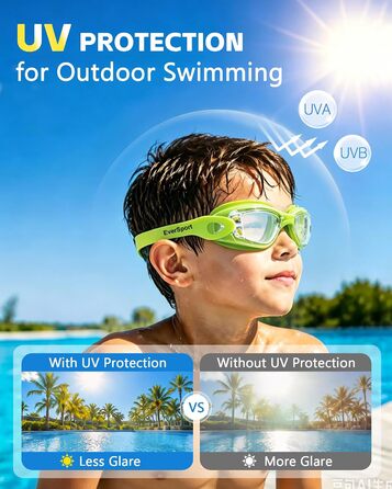 Дитячі плавальні окуляри Kinder-Schwimmbrille (2 шт.) – прозорі, антифог, анти-UV, водонепроникні, з навушниками та фіксатором для носа, для дітей 5-15 років