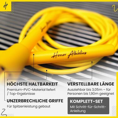 Скакалка HONOR ATHLETICS - Ідеальний для Double Unders, боксу, MMA. Регульована довжина до 3 метрів. Білий.