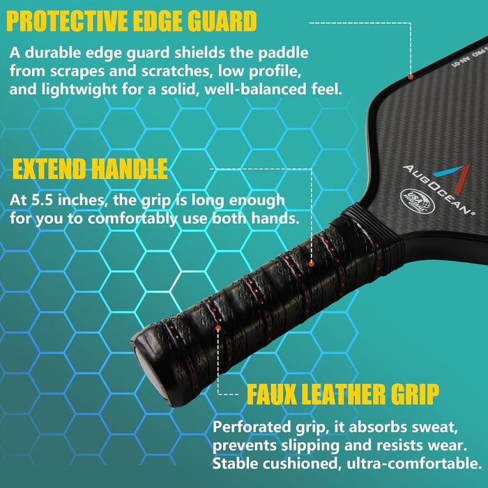 Плескальний ракетковий набір для піклболу, 2025, вуглецеве волокно, 3K, поверхня з високою зернистістю та обертанням, T700SC, схвалено USAPA (Чорний, 16 мм)