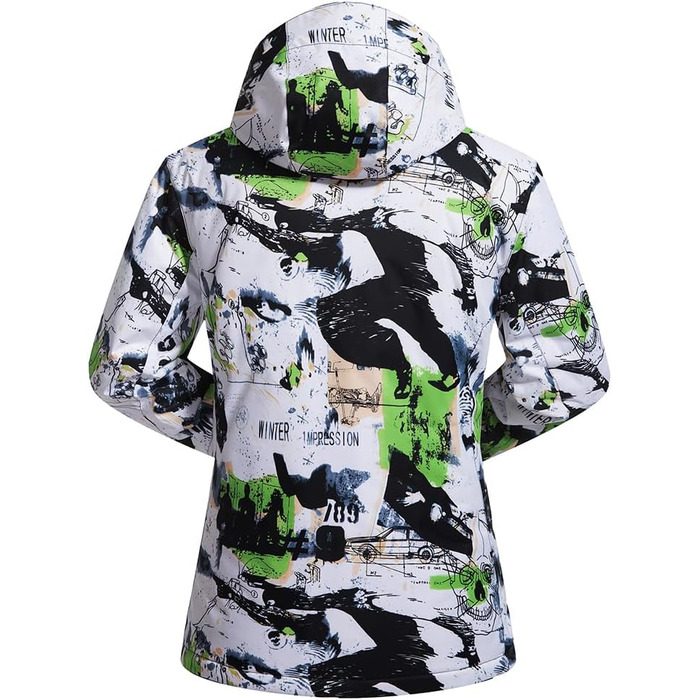 Комплект чоловічий гірськолижний костюм: куртка та штани, зимовий, водонепроникний, вітронепроникний, з капюшоном, захист від снігу, для сноубордингу та лижного спорту, білий/зелений (зелений, XL)