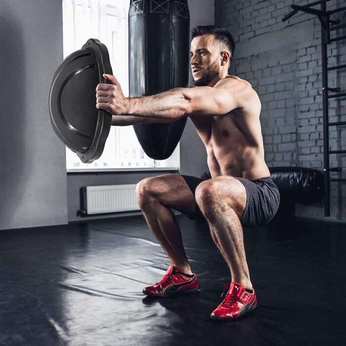 Yes4All Тренувальний баланс-бол Half Ball: Преміум баланс-тренажер, 60 см, неслизька поверхня, для йоги, фітнесу та силових тренувань. Чорний, преміум-версія